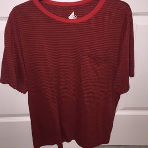 Volcom red stripped pocket tee